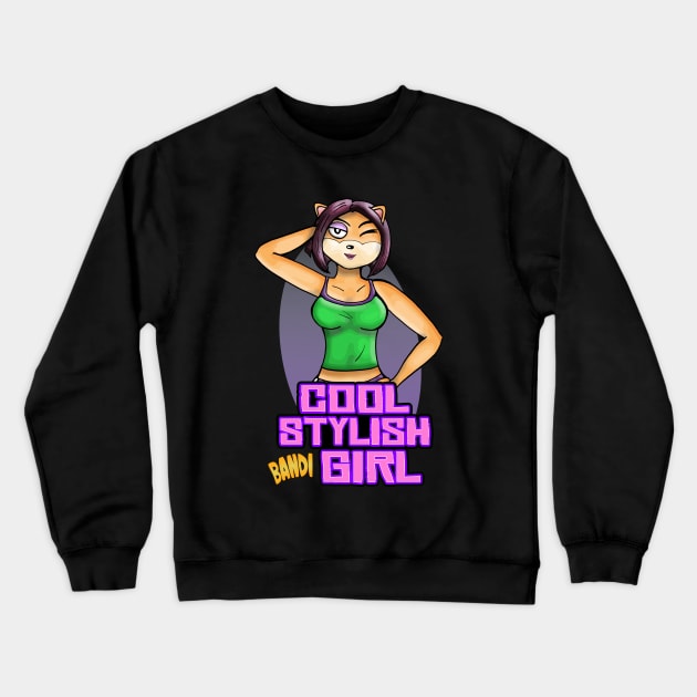 Liz Cool Stylish Bandigirl Crewneck Sweatshirt by WarioPunk